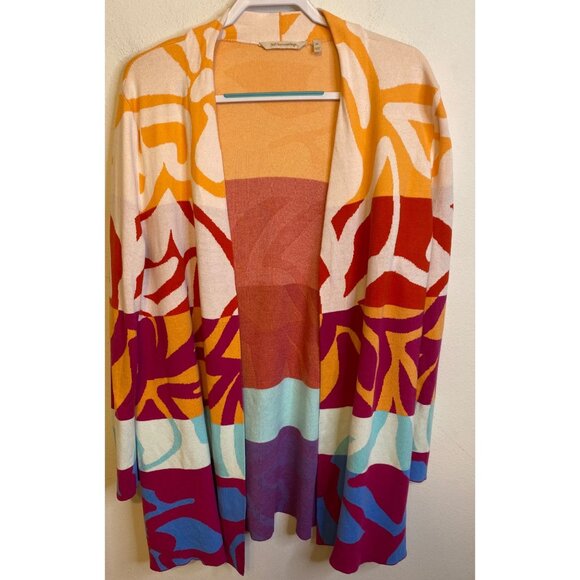 SOFT SURROUNDINGS Sweater Open Front Cardigan Long XL Color Burst Women - Picture 1 of 3